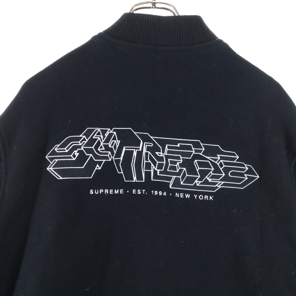 SUPREME(シュプリーム) 19AW Delta Logo Varsity Jacket デルタ ロゴ バーシティ ジャケット ブラック