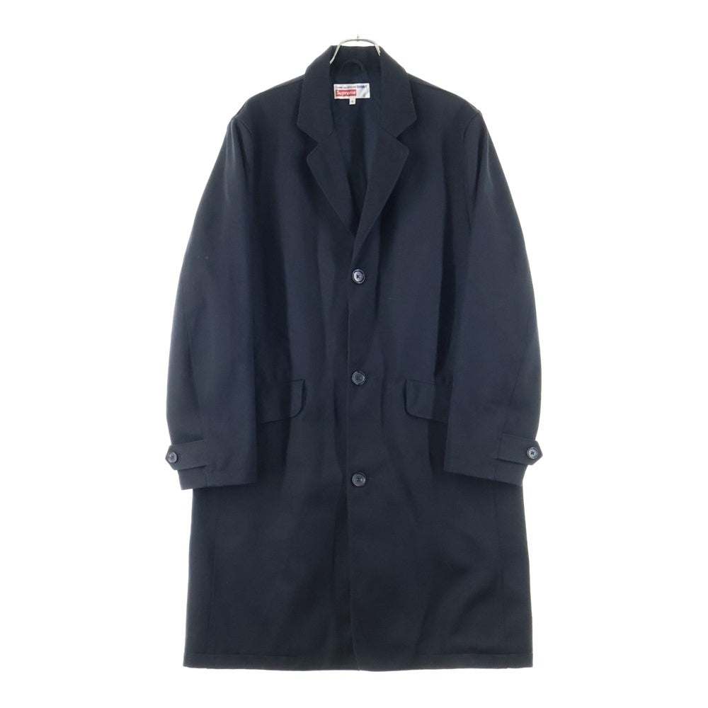 COMME des GARCONS(コムデギャルソン) 18AW ×SUPREME SHIRT Wool Blend Overcoat シュプリーム ウール バックロゴプリント ロングコート ジャケット ブラック J7FW18