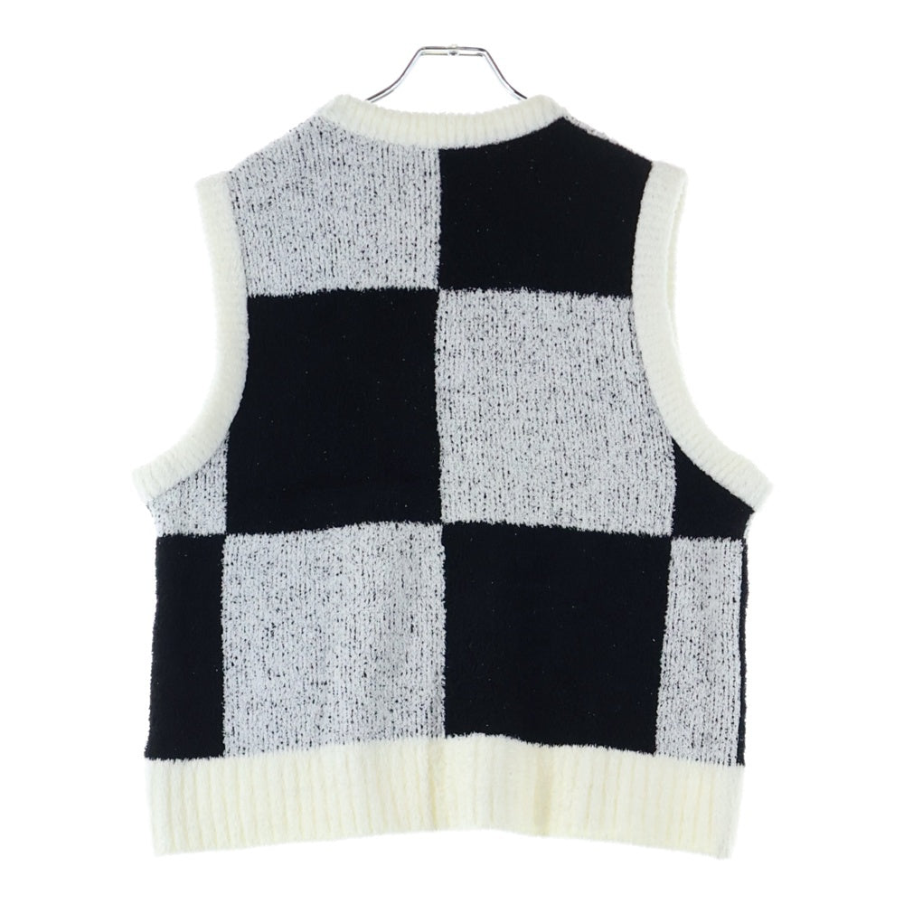 LITTLEBIG(リトルビッグ) 22SS Pattern Knit Vest パターンニットベスト チェッカー柄Vネックニットベスト LB221-KT02 ブラック/ホワイト