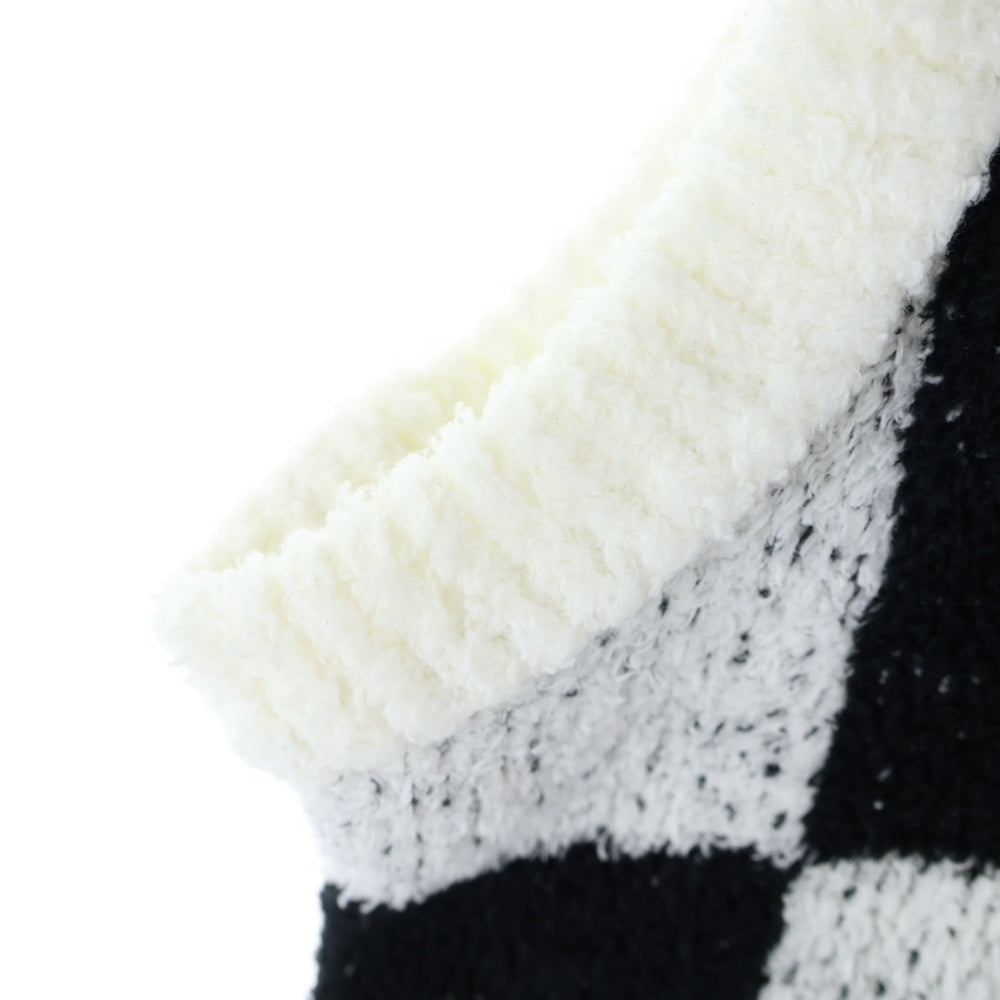 LITTLEBIG(リトルビッグ) 22SS Pattern Knit Vest パターンニットベスト チェッカー柄Vネックニットベスト LB221-KT02 ブラック/ホワイト