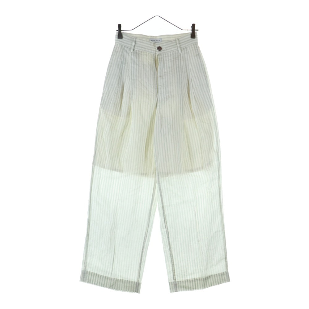 MAISON SPECIAL(メゾンスペシャル ) Washable Silky Stripe Easy Pants ウォッシャブルシルキーイージーパンツ ストライプ2タックワイドパンツ ホワイト/グリーン
