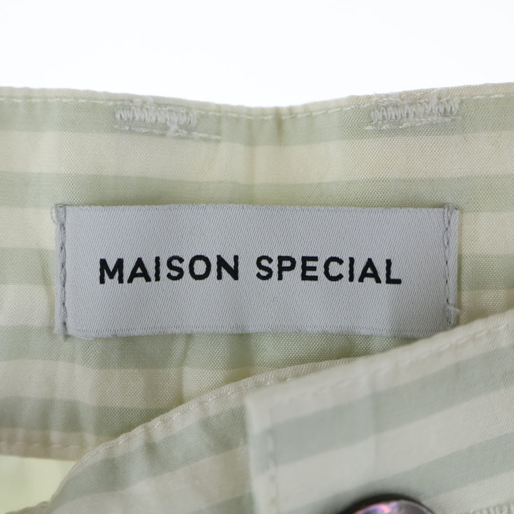 MAISON SPECIAL(メゾンスペシャル ) Washable Silky Stripe Easy Pants ウォッシャブルシルキーイージーパンツ ストライプ2タックワイドパンツ ホワイト/グリーン