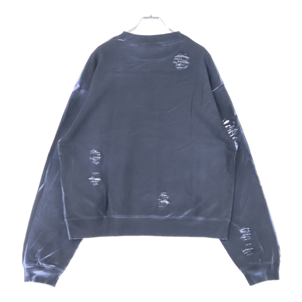 Acne Studios(アクネ ストゥディオズ) Bullet Logo Sweat Shirts バレットロゴスウェットシャツ ダメージ加工クルーネックトレーナー CI0203 ブラック