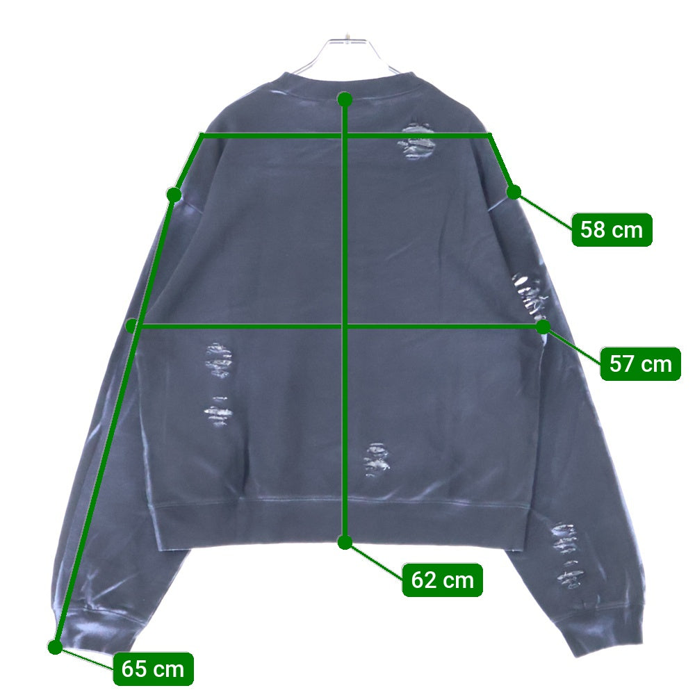 Acne Studios(アクネ ストゥディオズ) Bullet Logo Sweat Shirts バレットロゴスウェットシャツ ダメージ加工クルーネックトレーナー CI0203 ブラック