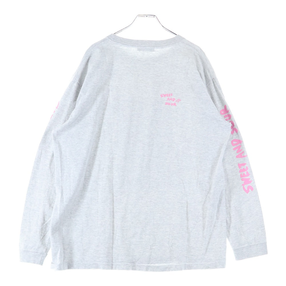 MAISON SPECIAL(メゾンスペシャル ) Early Romance Long Sleeve T-shirt アーリーロマンスロングスリーブTシャツ ロゴプリントクルーネック長袖Tシャツ 21242415308 グレー