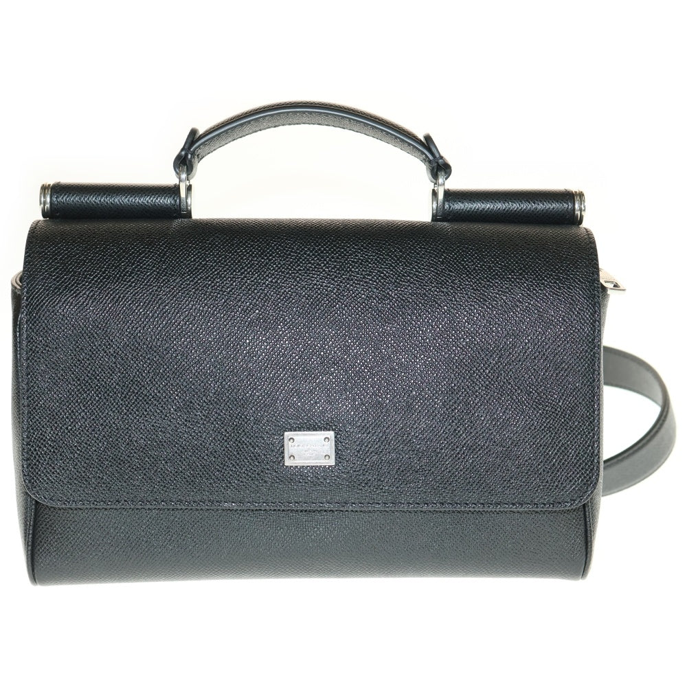 DOLCE & GABBANA(ドルチェアンドガッバーナ) SICILY シシリー カーフスキン ショルダー付き 2WAY ハンドバッグ ブラック