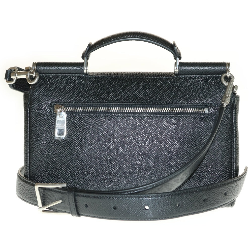 DOLCE & GABBANA(ドルチェアンドガッバーナ) SICILY シシリー カーフスキン ショルダー付き 2WAY ハンドバッグ ブラック