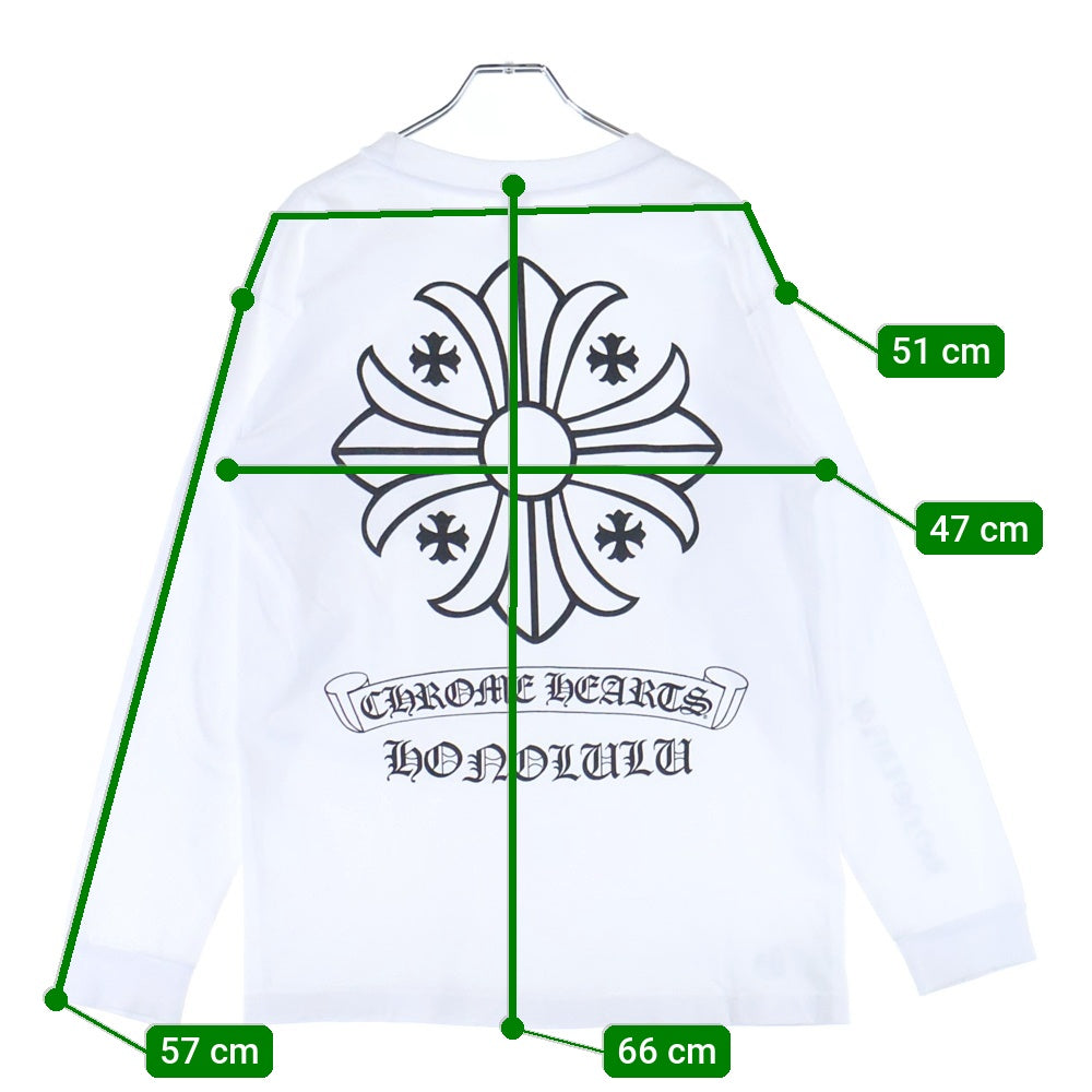 CHROME HEARTS(クロムハーツ) Honolulu CH PLS L/S TEE ホノルル限定 CHプラスプリントロングスリーブTシャツ ロゴプリントクルーネック長袖Tシャツ ホワイト