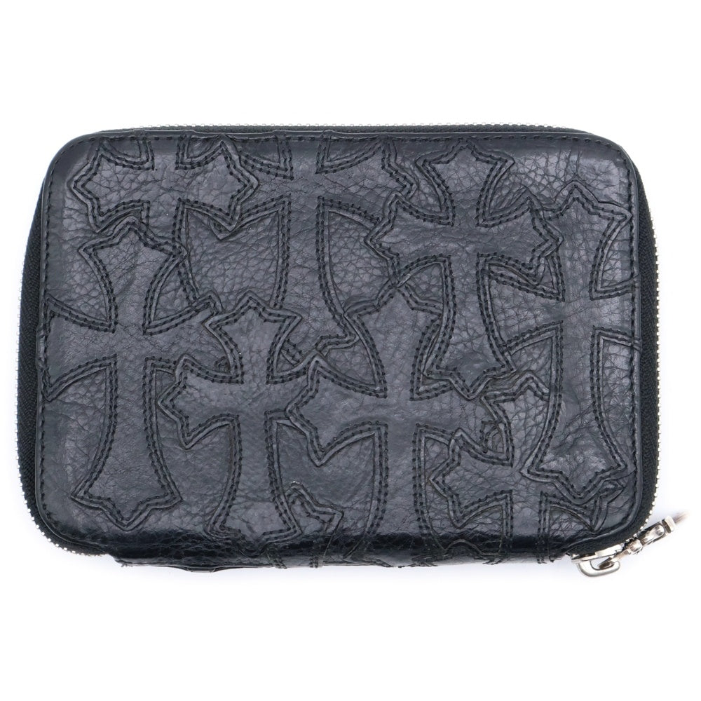 CHROME HEARTS(クロムハーツ) BANK ROBBER バンクローバー セメタリーパッチ ラウンドジップレザーコンパクトウォレット 財布 ブラック