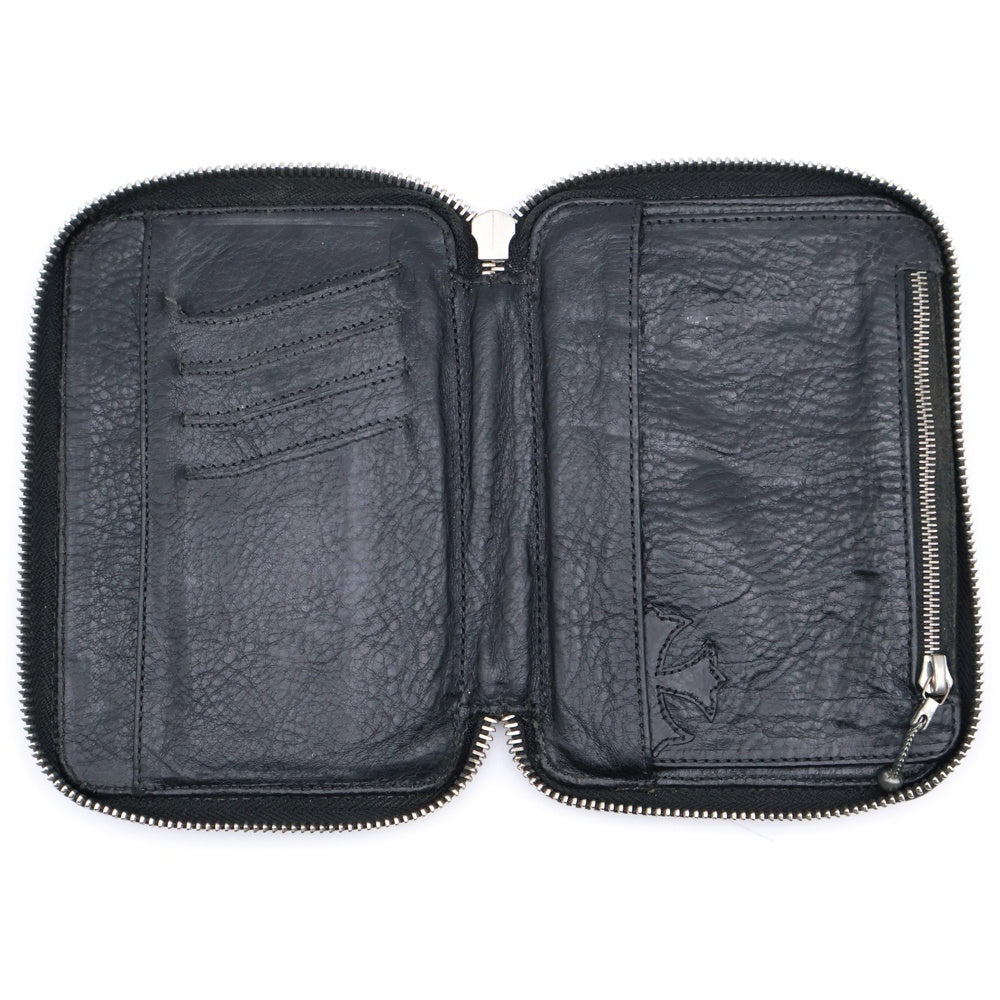 CHROME HEARTS(クロムハーツ) BANK ROBBER バンクローバー セメタリーパッチ ラウンドジップレザーコンパクトウォレット 財布 ブラック