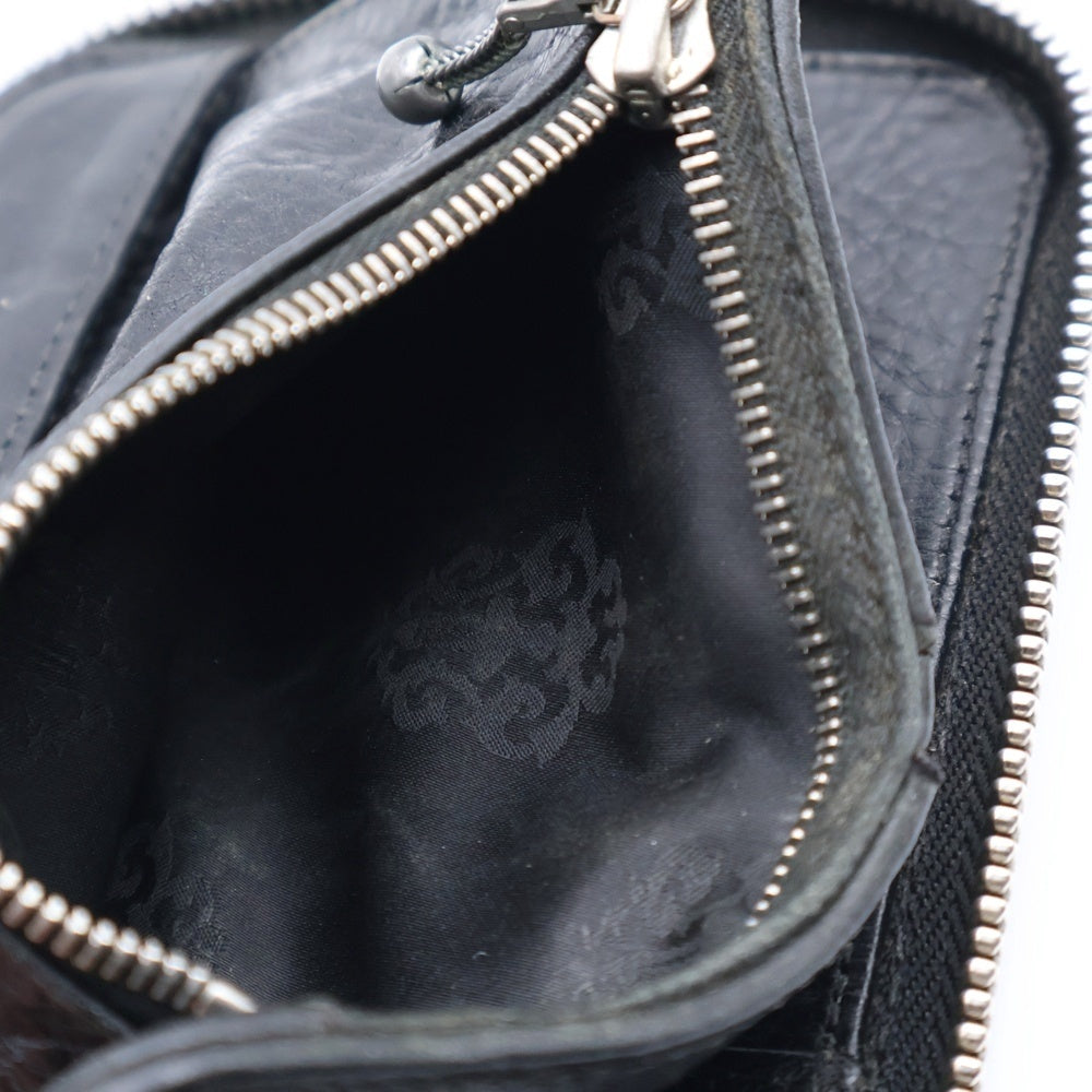 CHROME HEARTS(クロムハーツ) BANK ROBBER バンクローバー セメタリーパッチ ラウンドジップレザーコンパクトウォレット 財布 ブラック