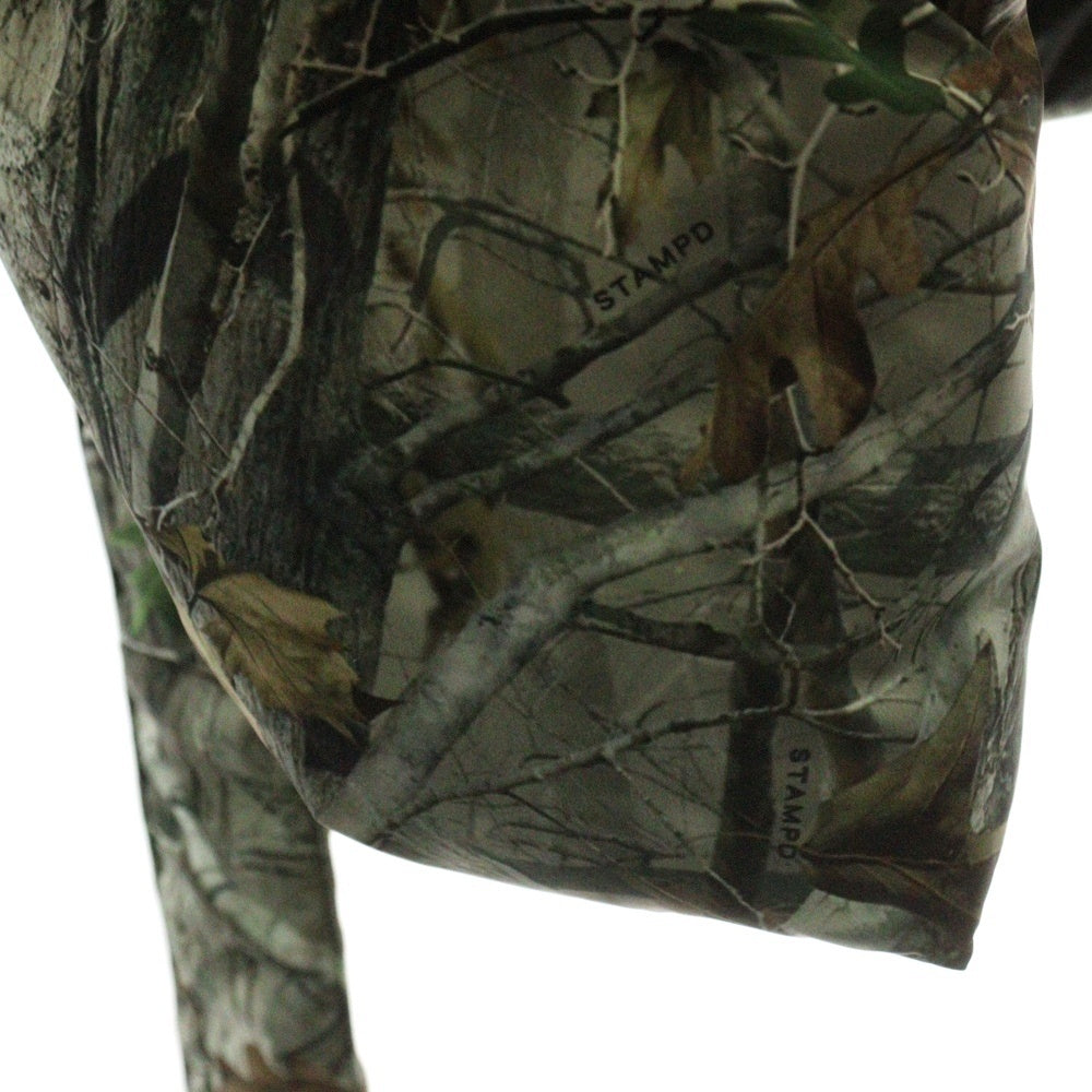 STAMPD(スタンプド) リアルツリー 総柄 ジップアップ フーデッド ダウン ジャケット