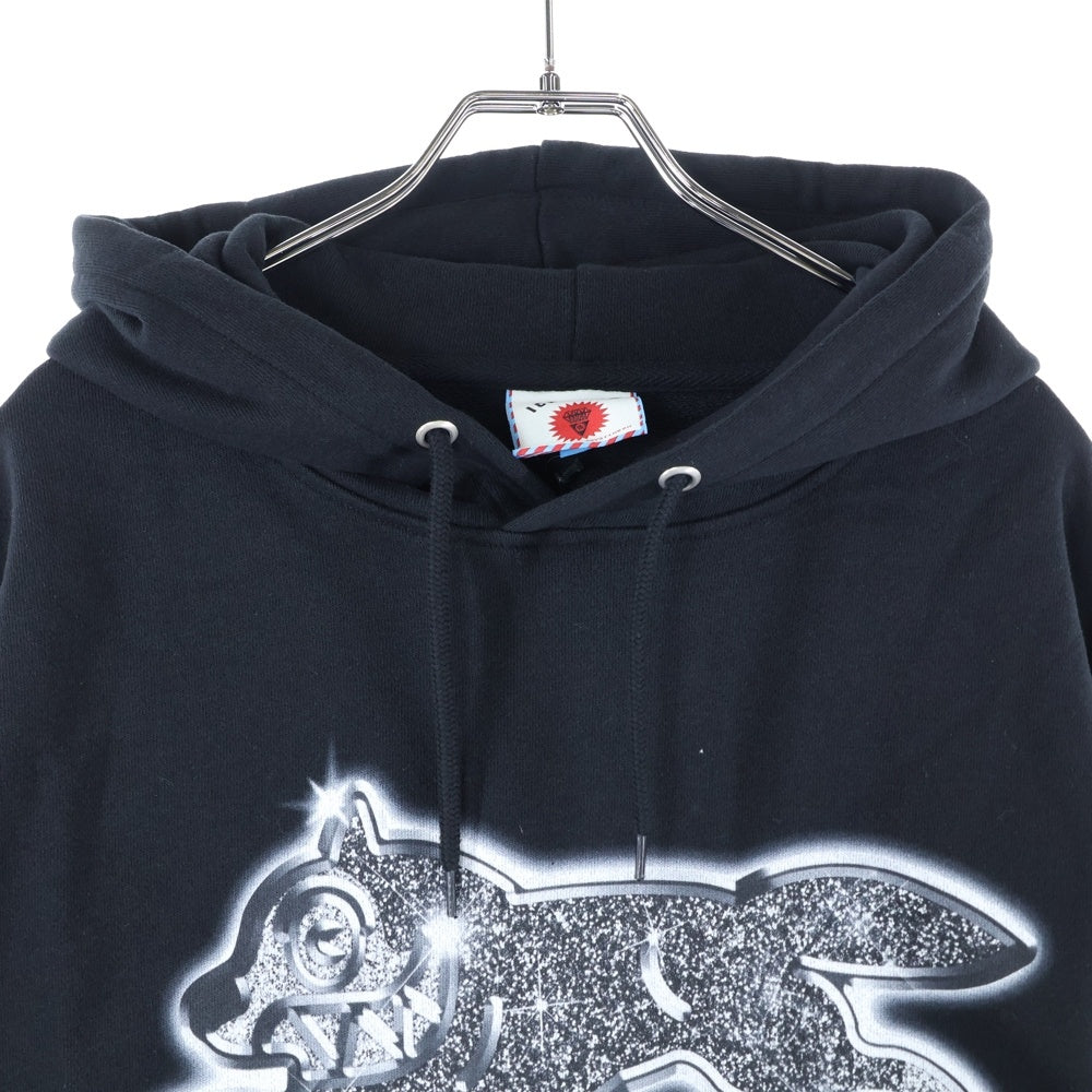 BILLIONAIRE BOYS CLUB(ビリオネアボーイズクラブ) ICE CREAM ICED OUT RUNNING DOG HOOD アイスクリーム フロントプリント プルオーバーパーカー スウェット ブラック