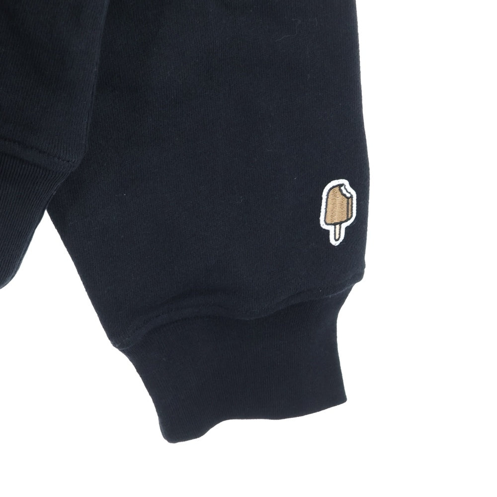 BILLIONAIRE BOYS CLUB(ビリオネアボーイズクラブ) ICE CREAM ICED OUT RUNNING DOG HOOD アイスクリーム フロントプリント プルオーバーパーカー スウェット ブラック