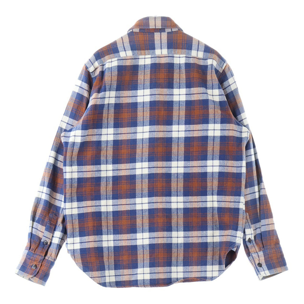 SCHOTT(ショット) Flannel Shirts フランネルシャツ ボタンダウンチェック長袖シャツ ブルー/オレンジ