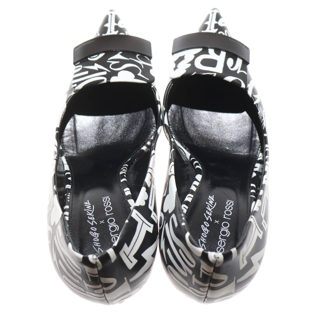 Sergio Rossi(セルジオロッシ) ×Sekine Shogo sr1 セキネショウゴ sr1ヒールパンプス レディース総柄ヒールパンプス ブラック/ホワイト