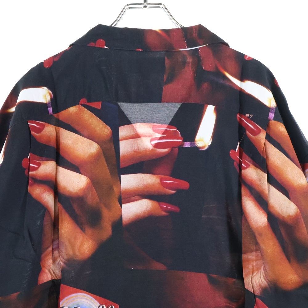 LASTMAN(ラストマン) Printed Open Colloar Shirt L/S STUFF プリンテッドロングスリーブオープンカラーシャツ スタッフ 総柄レーヨン長袖シャツ 242LM-SH01 マルチカラー