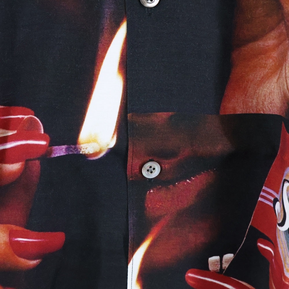 LASTMAN(ラストマン) Printed Open Colloar Shirt L/S STUFF プリンテッドロングスリーブオープンカラーシャツ スタッフ 総柄レーヨン長袖シャツ 242LM-SH01 マルチカラー