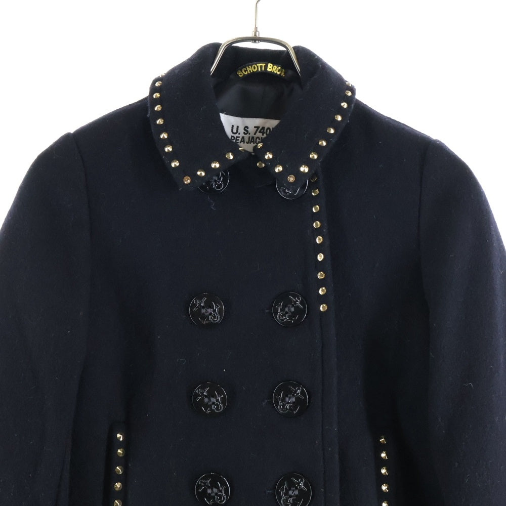 SCHOTT(ショット) U.S.740N PEA JACKET ピージャケット レディーススタッズ装飾ジャケット ブラック