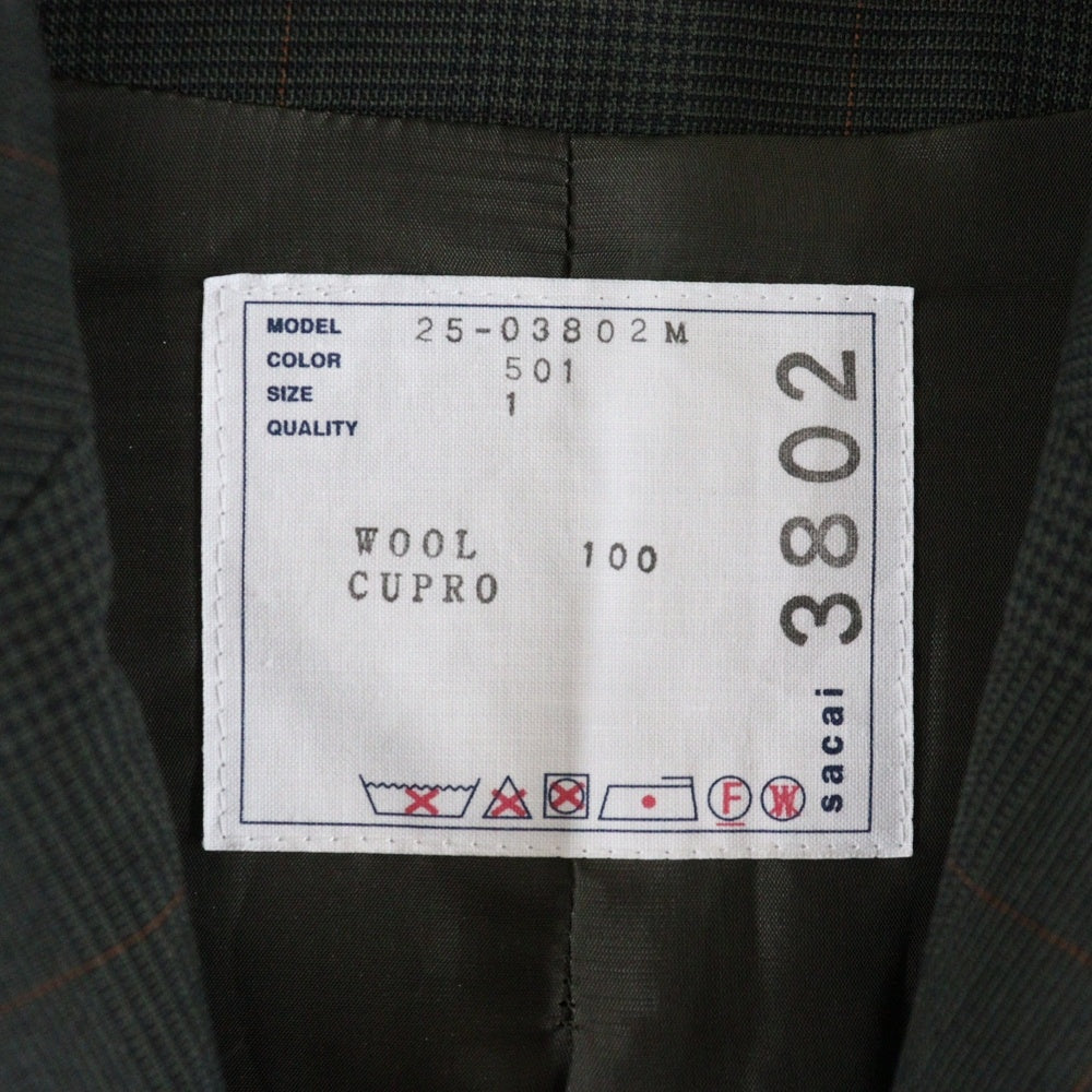 Sacai(サカイ) 25AW グレンチェックテーラードジャケット 25-03802M カーキ 3 ITJI6DPLVS54