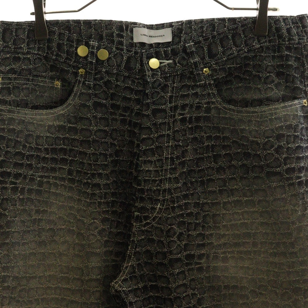 LIBRIO MENDONCA(リブリオ メンドンサ) メンドンサ 25SS Teeth Jacquard Pattern Denim Pants ティースジャガードパターン パイソン総柄 デニムパンツ LM-25ss-2207-A