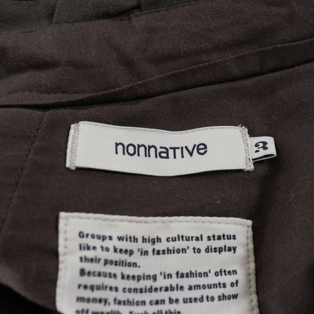 nonnative(ノンネイティブ) 24AW Voyager Easy Pants W/Li Twill ボイジャーイージーパンツウールリネンツイル ドローストリングワイドパンツ NN-P4523 ブラウン
