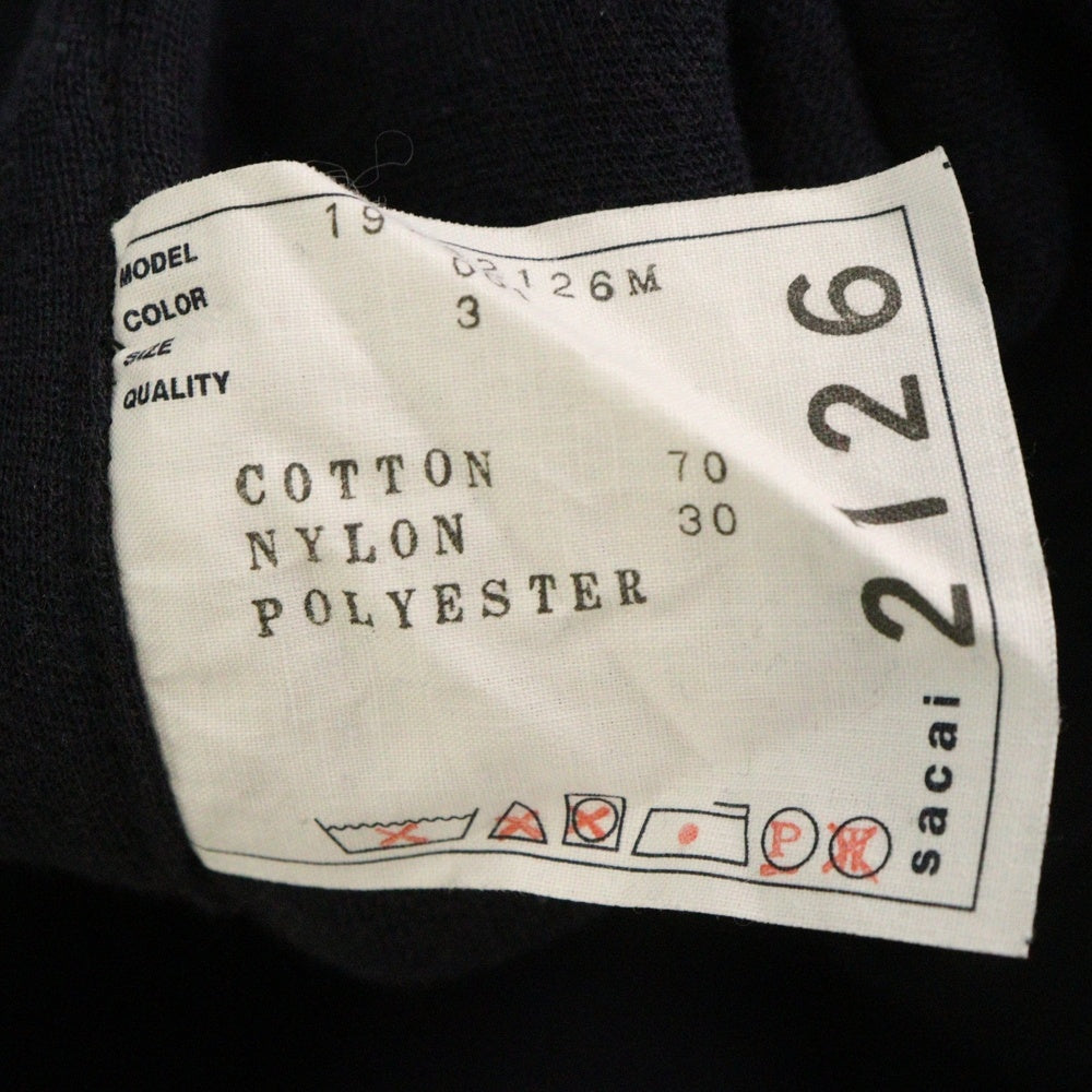 Sacai(サカイ) 19AW Belted Sweat Pants ベルテッドスウェットパンツ ベルト付きスウェットパンツ 19-02126M ブラック