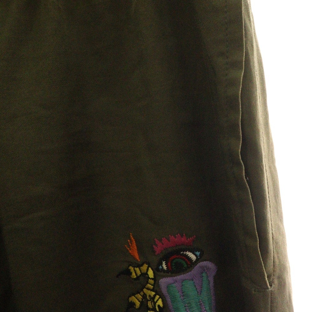 WTAPS(ダブルタップス) 18AW Cribs/Trousers.RACO. Satin クリブストラウザーサテン ロゴ刺繍サテンジョガーパンツ 182BRDT-PTM01 カーキ