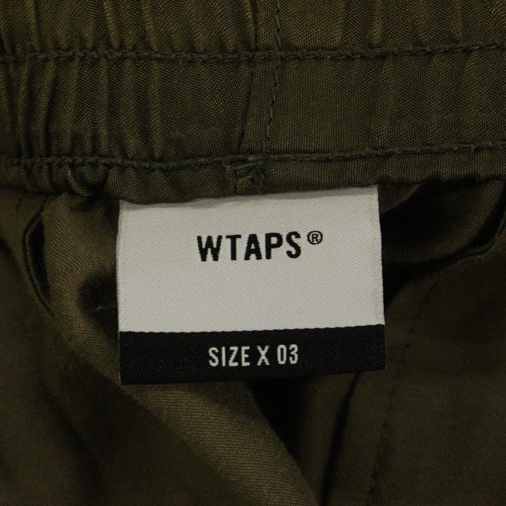 WTAPS(ダブルタップス) 18AW Cribs/Trousers.RACO. Satin クリブストラウザーサテン ロゴ刺繍サテンジョガーパンツ 182BRDT-PTM01 カーキ