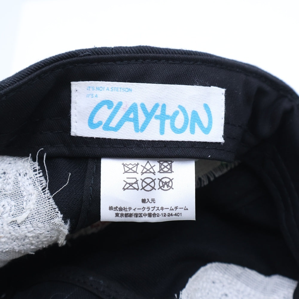 Clayton Patterson(クレイトン パターソン) SOLID SKULL chain stitch embroidery CAP ソリッドスカル フラワー刺繍 5パネルキャップ 帽子 ブラック