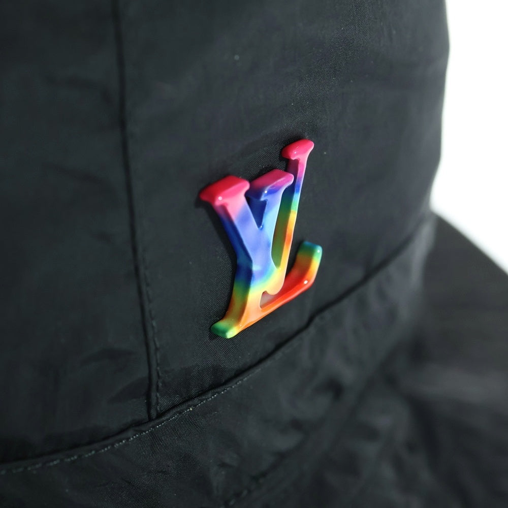 LOUIS VUITTON(ルイヴィトン) レインボーLVロゴ ボブ トランスフォーマブル ナイロン バケットハット ドローコード付き 帽子 NX0199 MP2552 ブラック