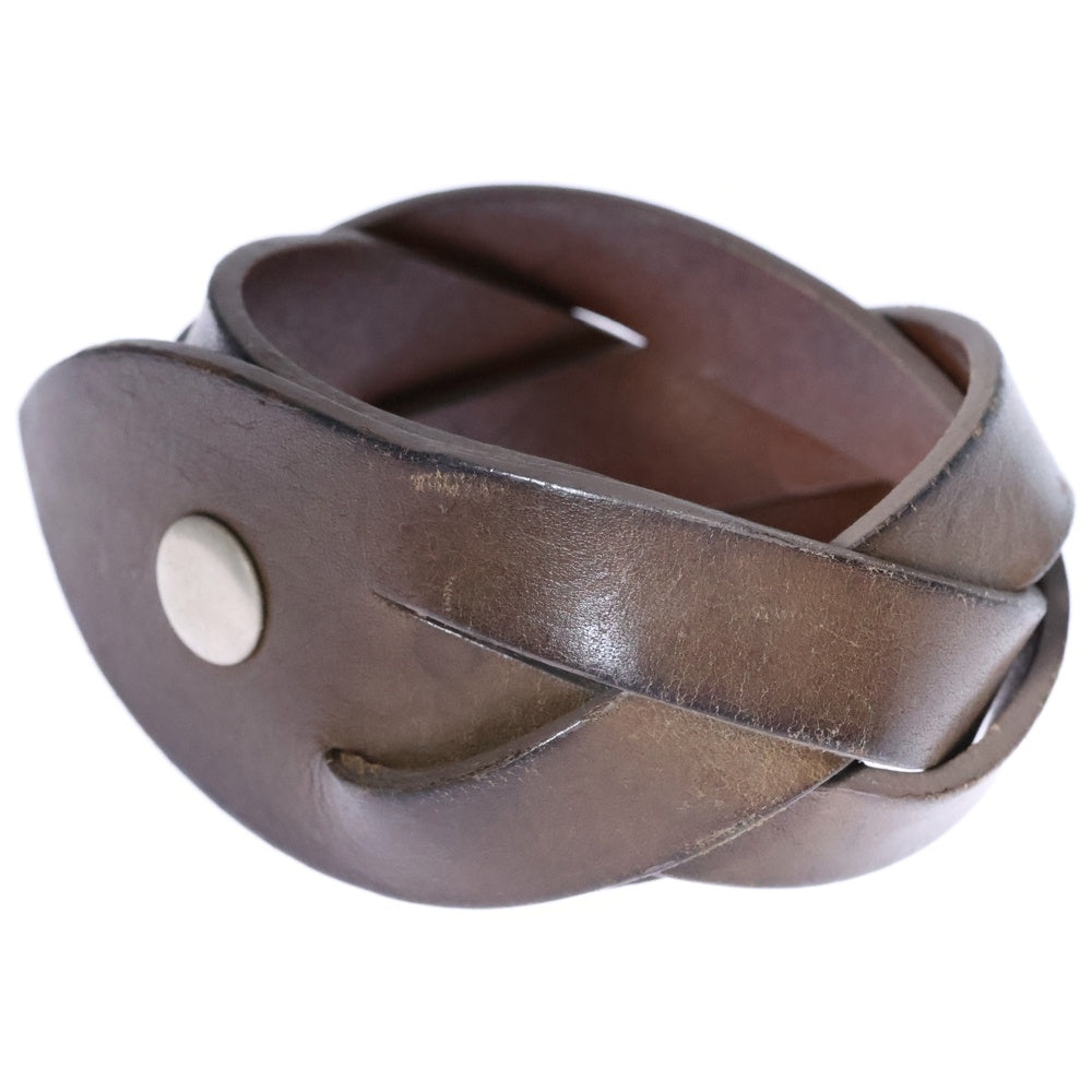 Maison Margiela 11(メゾンマルジェラ11) 2 SNAP BOTTON レザー 編み込み ブレスレット ブラウン