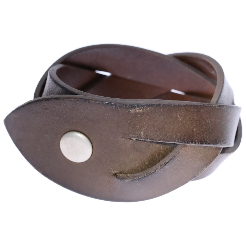 Maison Margiela 11(メゾンマルジェラ11) 2 SNAP BOTTON レザー 編み込み ブレスレット ブラウン