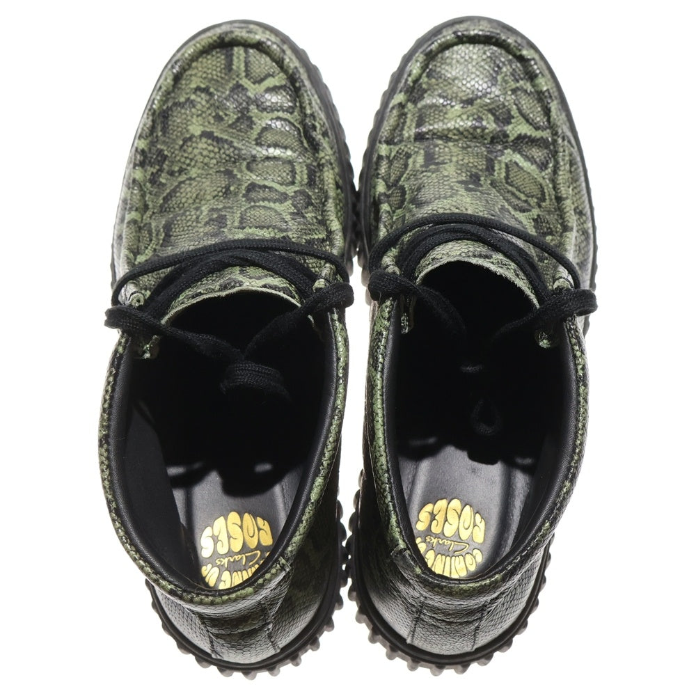 Clarks(クラークス) ×Marine Rose Torhill Hi マーティンローズ トーヒルハイ パイソン総柄レザーモカシンシューズ UK9/28cm グリーン