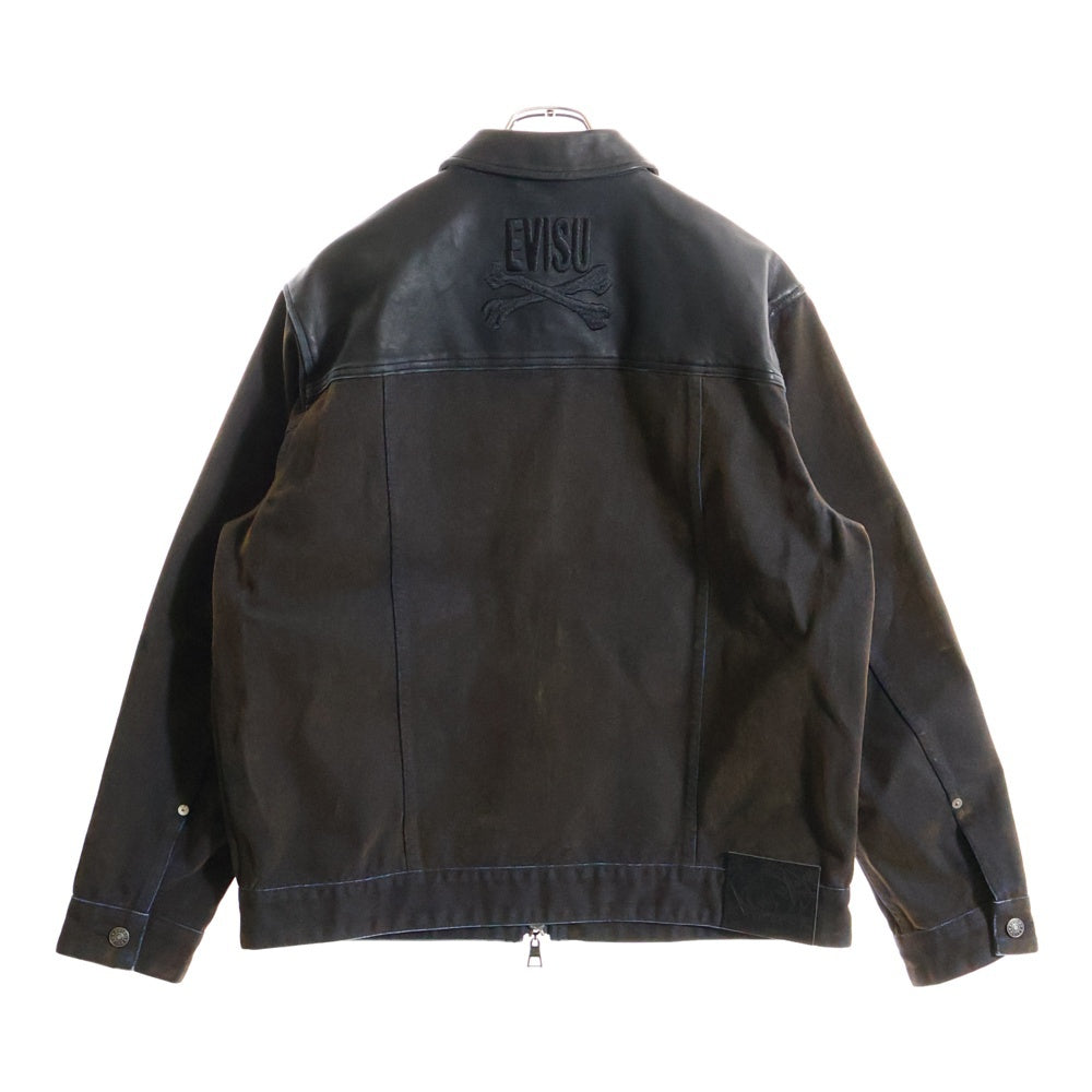 EVISU(エビス) 25AW Skull and Logo Embroidery Fashion Fit Heavy Washed Denim Jacket スカルとロゴ刺繍ファッションフィットヘビーウォッシュドデニムジャケット