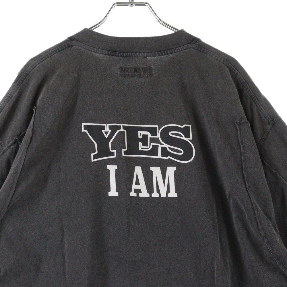 VETEMENTS(ヴェトモン) 23SS Deconstructed T-Shirt ディコンストラクテッドTシャツ ロゴプリント再構築半袖Tシャツ UE54TR570B ブラック