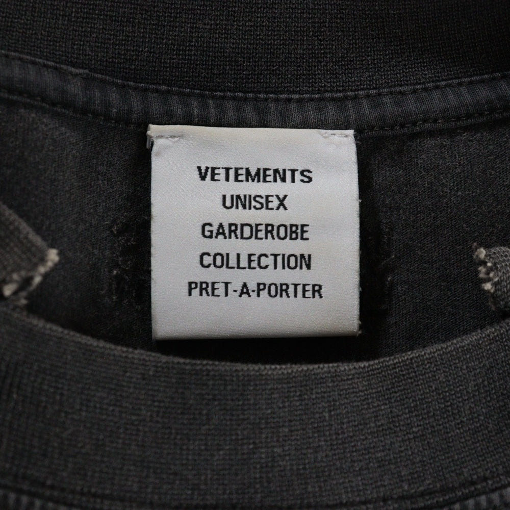 VETEMENTS(ヴェトモン) 23SS Deconstructed T-Shirt ディコンストラクテッドTシャツ ロゴプリント再構築半袖Tシャツ UE54TR570B ブラック