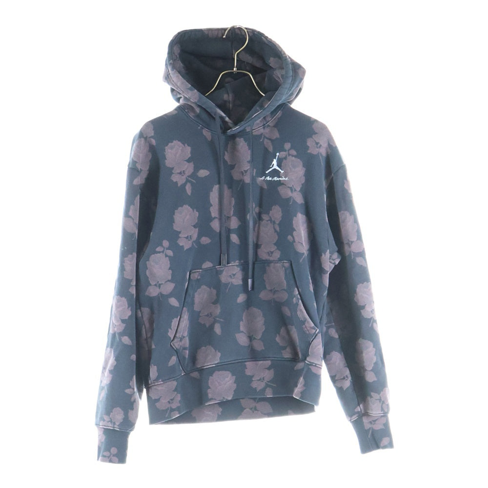 JORDAN BRAND(ジョーダンブランド) ×A Ma Maniere ア マ マニエール 総柄 フロントロゴ刺繍 プルオーバーパーカー ブラック DJ9753-010