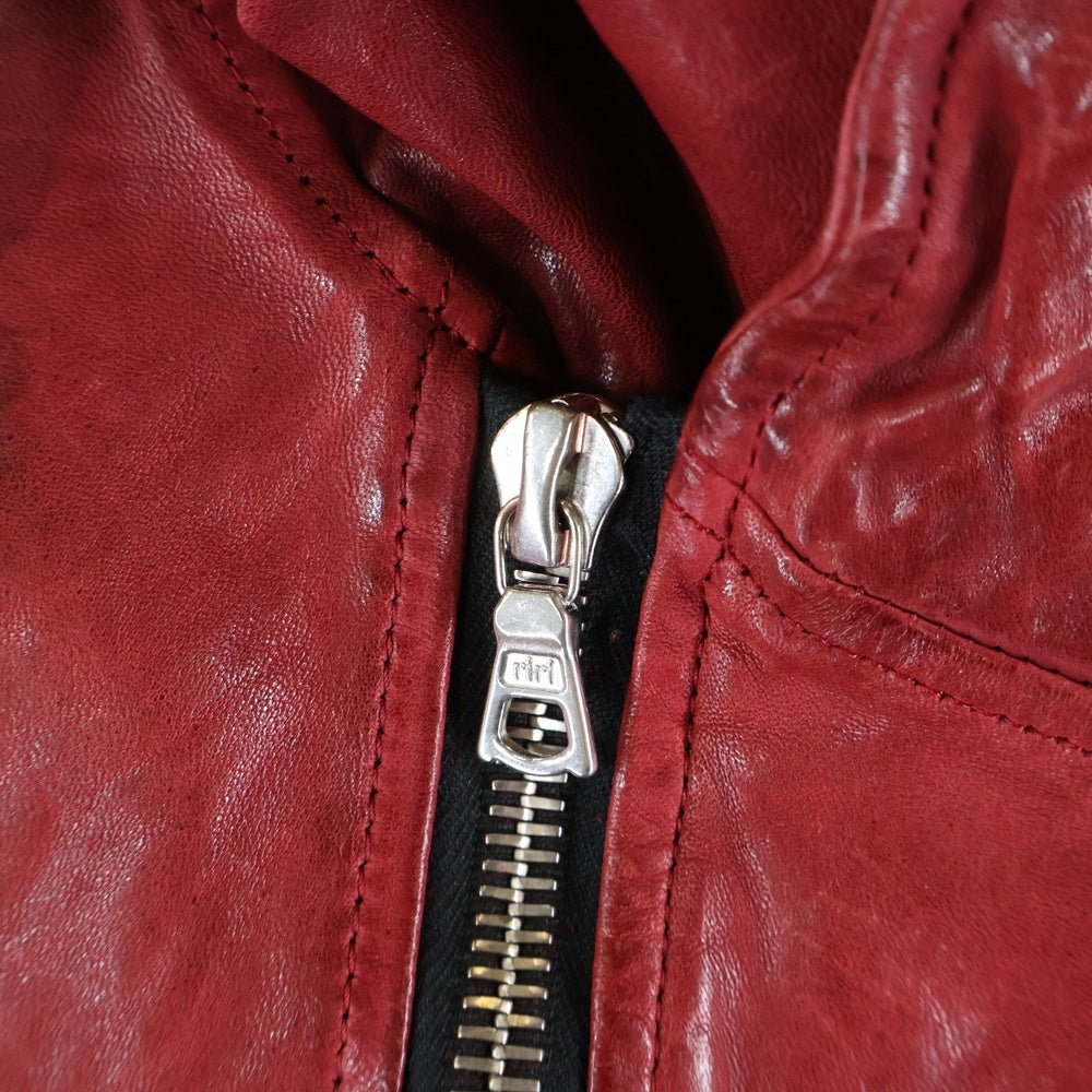 ISAMU KATAYAMA BACKLASH(イサムカタヤマバックラッシュ) ジャパンホース 製品染め レザージャケット アウター B1367-05 レッド