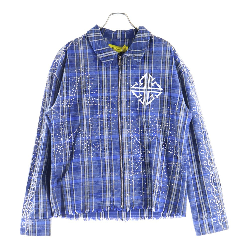 GUAPI(グアピ) Royal Blue Star Flannel ロイアルブルースターフランネル ジップアップラインストーン長袖シャツ ブルー