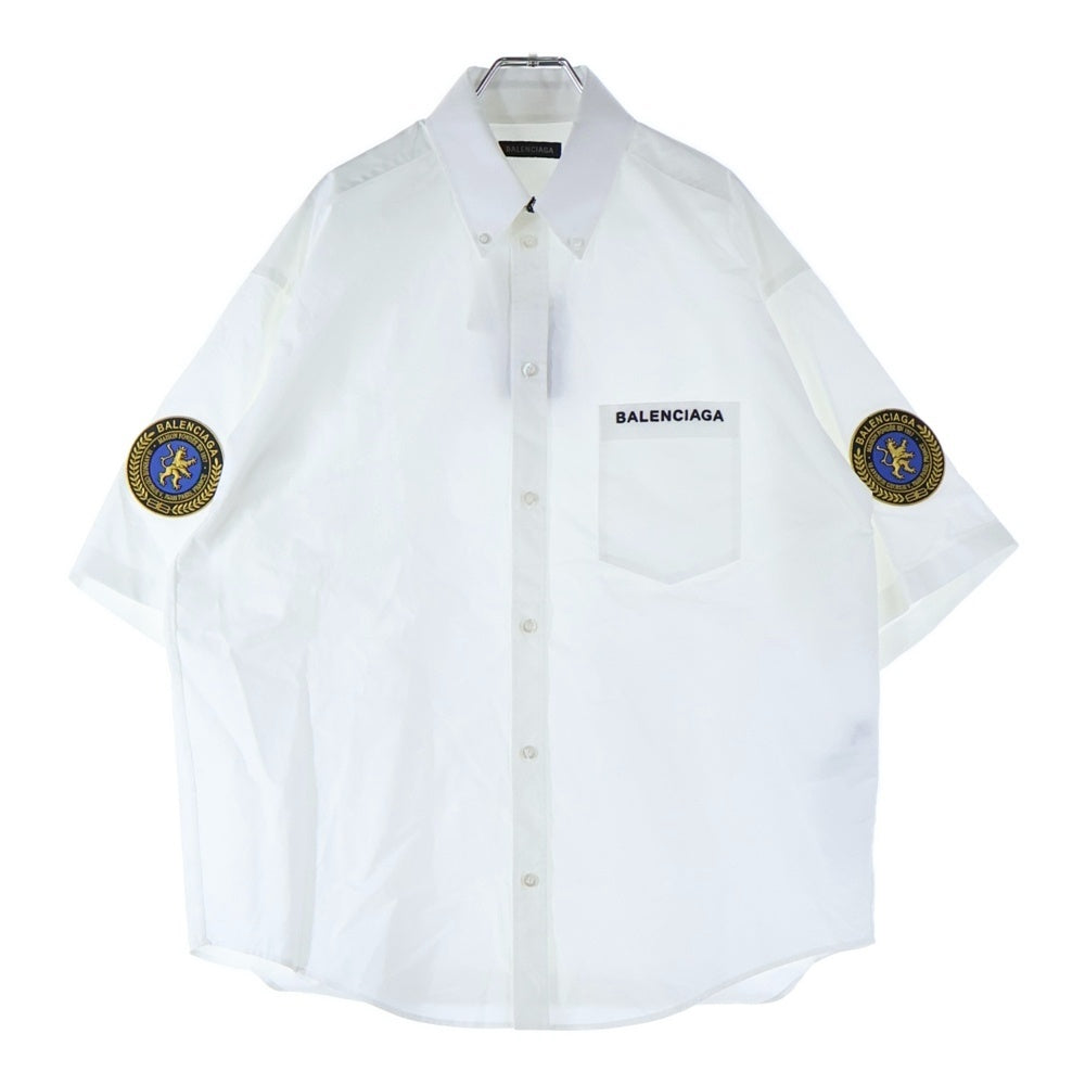 BALENCIAGA(バレンシアガ) 袖ワッペンデザイン 半袖シャツ 830980 TRM28 ホワイト