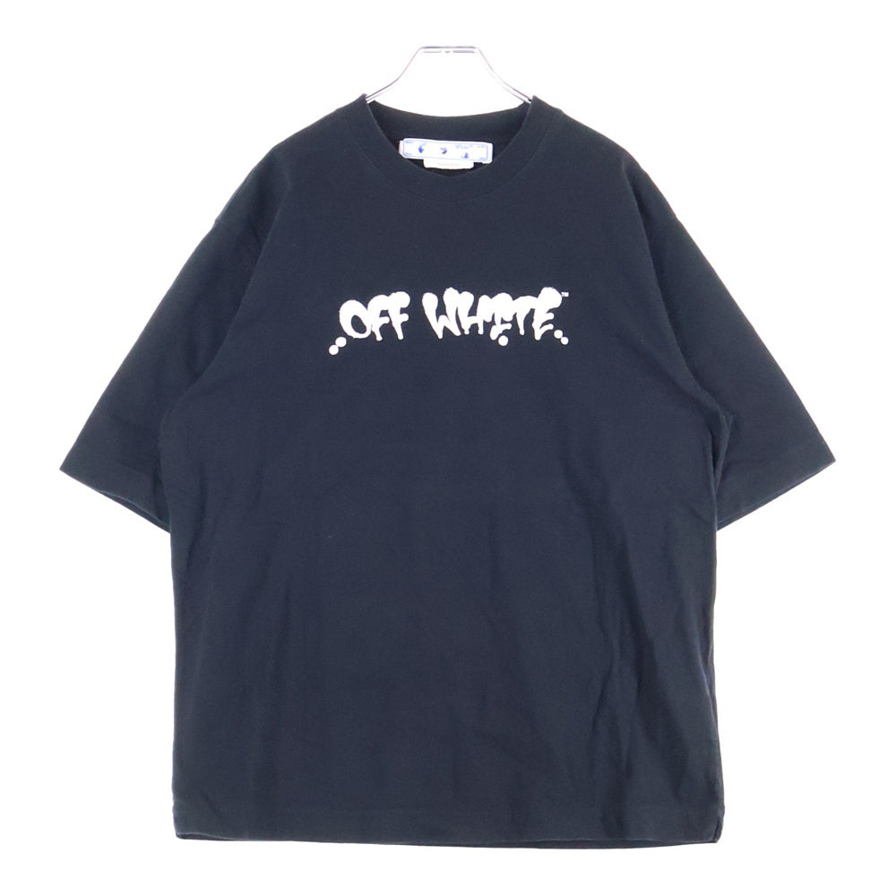 OFF-WHITE(オフホワイト) Fire Flame Spray Graffiti Logo T-Shirt ファイヤーフレームスプレーロゴTシャツ ロゴプリントクルーネック半袖Tシャツ OMAA119S22JER006 ブラック