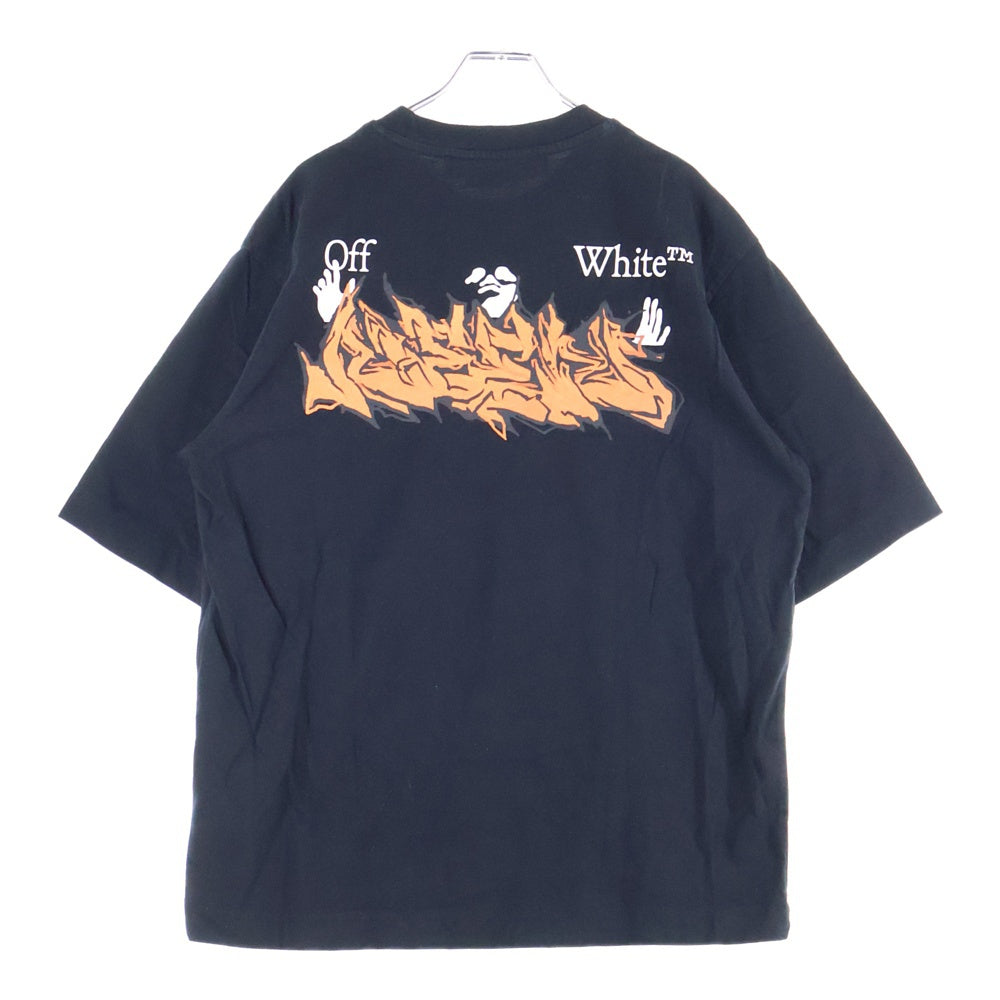 オフホワイト ブラックスプレー Tシャツ 未使用タグ付き OFF-WHITE(オフホワイト) Fire Flame Spray Graffiti Logo T-Shirt