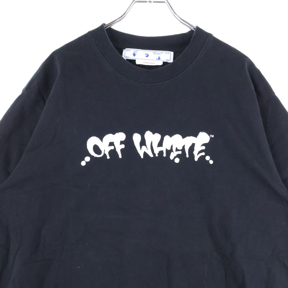 オフホワイト ブラックスプレー Tシャツ 未使用タグ付き OFF-WHITE(オフホワイト) Fire Flame Spray Graffiti Logo T-Shirt