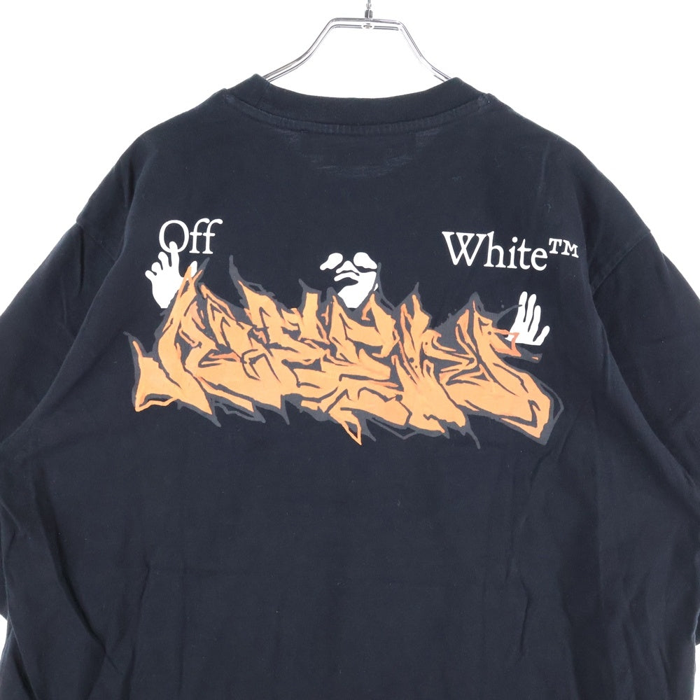 OFF-WHITE(オフホワイト) Fire Flame Spray Graffiti Logo T-Shirt ファイヤーフレームスプレーロゴTシャツ ロゴプリントクルーネック半袖Tシャツ OMAA119S22JER006 ブラック
