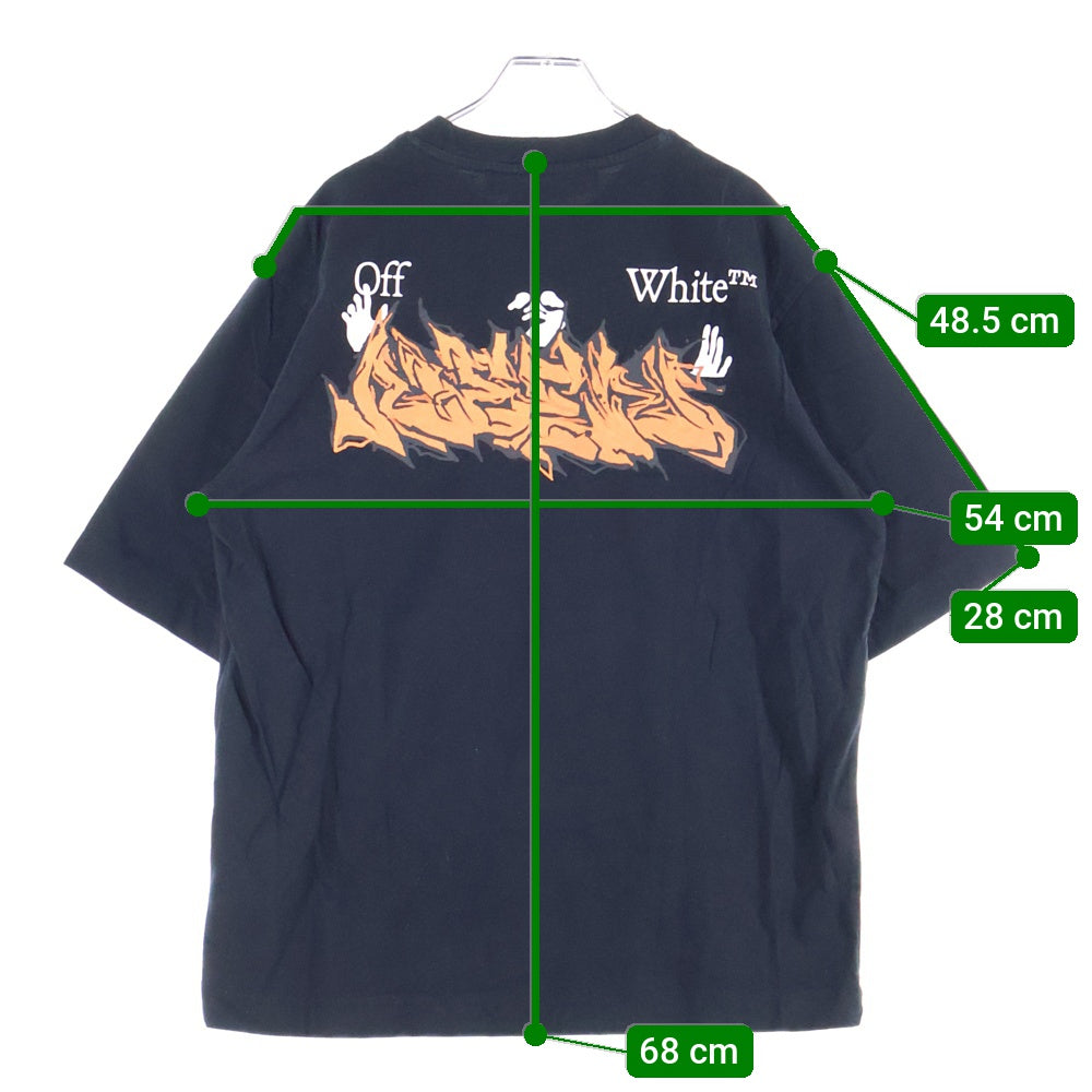 OFF-WHITE(オフホワイト) Fire Flame Spray Graffiti Logo T-Shirt ファイヤーフレームスプレーロゴTシャツ ロゴプリントクルーネック半袖Tシャツ OMAA119S22JER006 ブラック