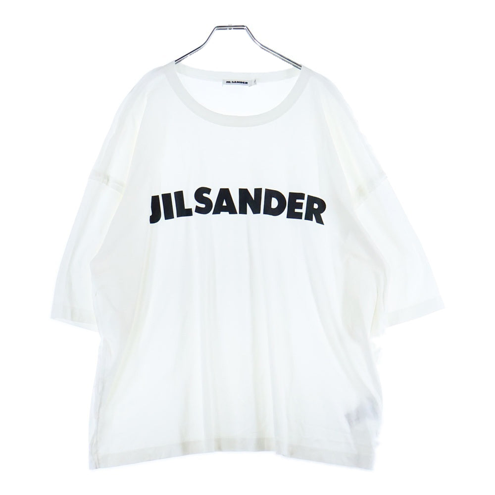 JIL SANDER(ジルサンダー) 19SS Oversized Drop Shoulder T-Shirts オーバーサイズドドロップショルダーTシャツ ロゴプリントクルーネック半袖Tシャツ KK JM YS 0001 ホワイト