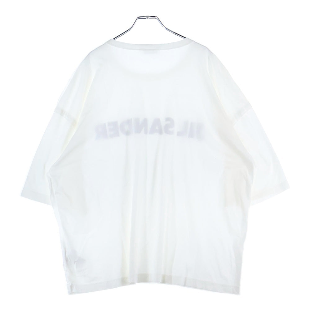 JIL SANDER(ジルサンダー) 19SS Oversized Drop Shoulder T-Shirts オーバーサイズドドロップショルダーTシャツ ロゴプリントクルーネック半袖Tシャツ KK JM YS 0001 ホワイト