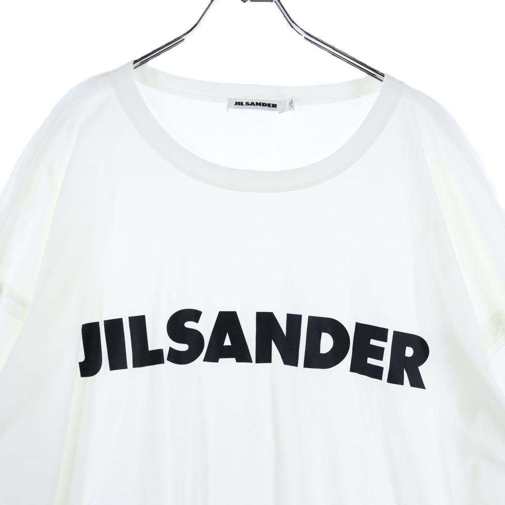 JIL SANDER(ジルサンダー) 19SS Oversized Drop Shoulder T-Shirts オーバーサイズドドロップショルダーTシャツ ロゴプリントクルーネック半袖Tシャツ KK JM YS 0001 ホワイト