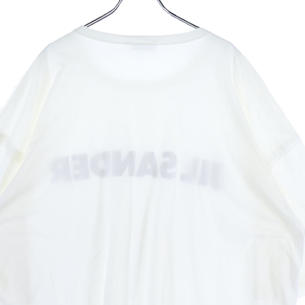 JIL SANDER(ジルサンダー) 19SS Oversized Drop Shoulder T-Shirts オーバーサイズドドロップショルダーTシャツ ロゴプリントクルーネック半袖Tシャツ KK JM YS 0001 ホワイト